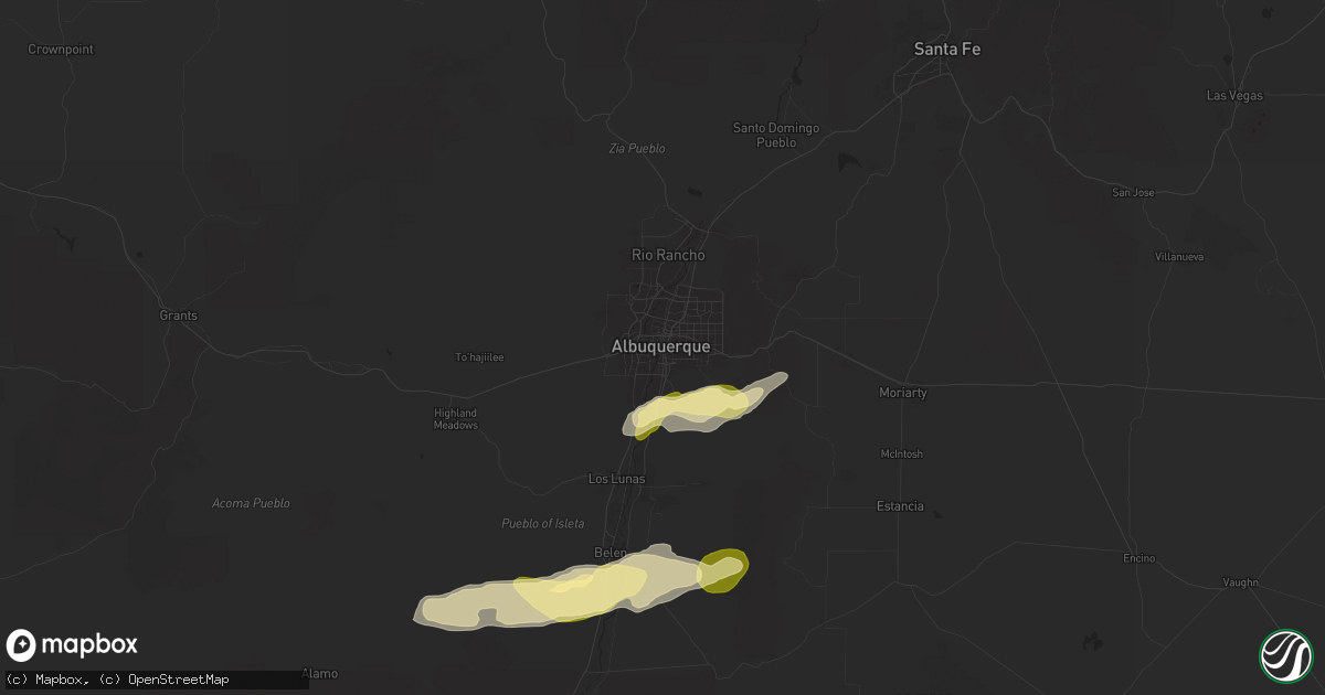 Hail map in Albuquerque, NM on June 4, 2025