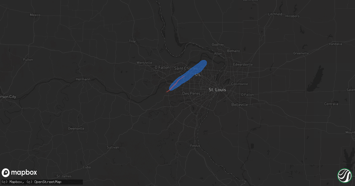 Hail map in Ballwin, MO on June 4, 2025