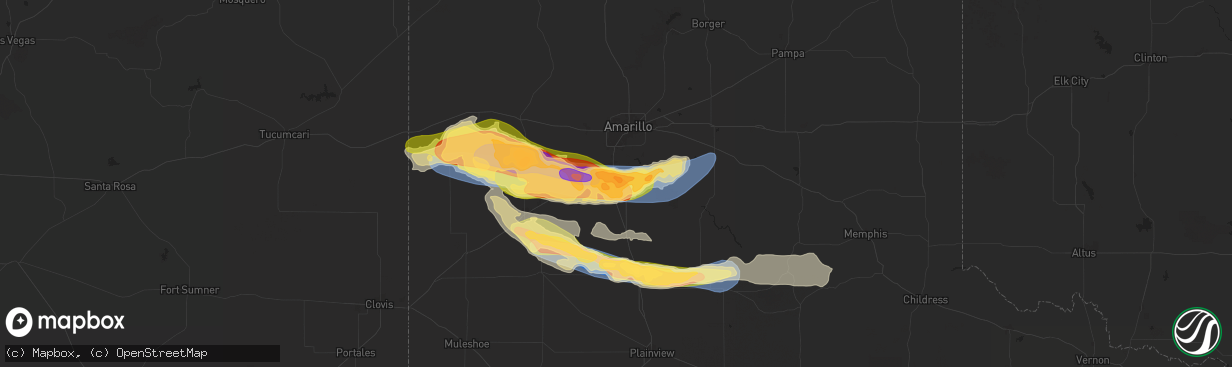 Hail map in Canyon, TX on June 4, 2025
