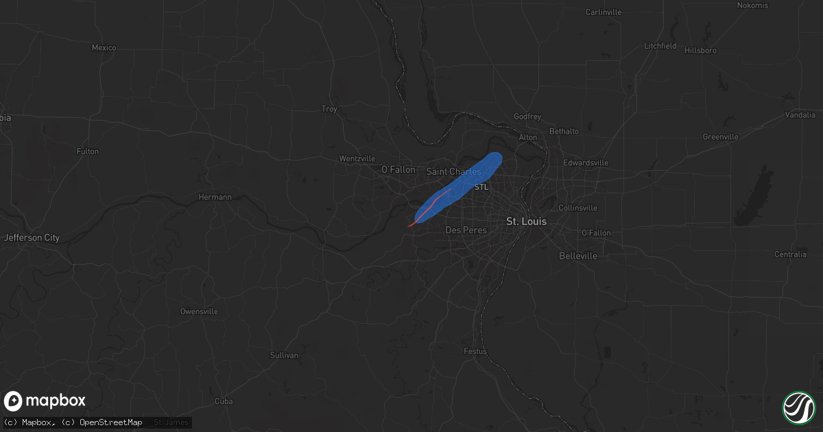 Hail map in Chesterfield, MO on June 4, 2025
