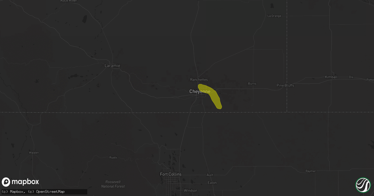 Hail map in Cheyenne, WY on June 4, 2025