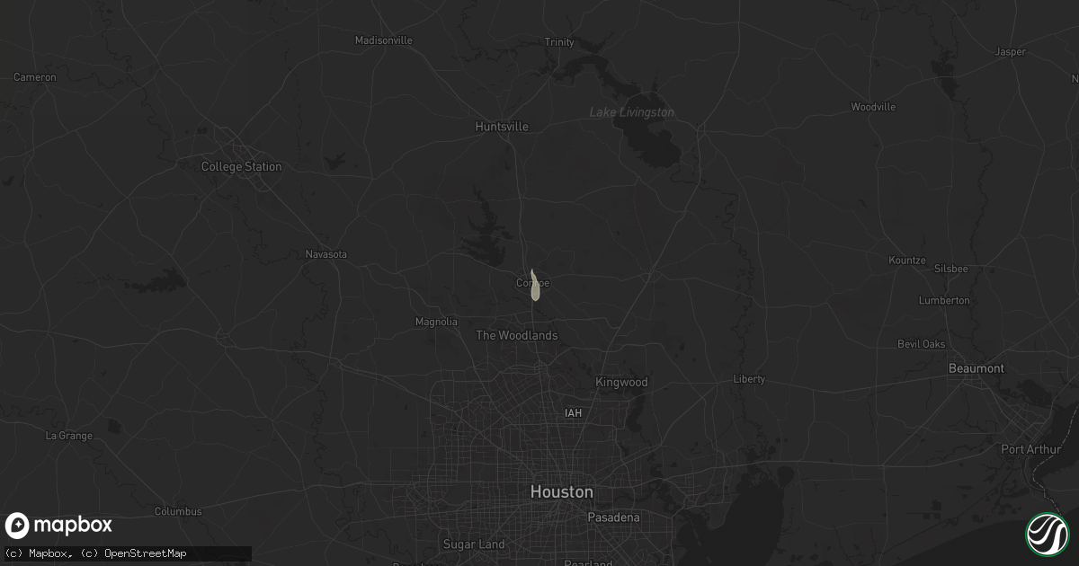 Hail map in Conroe, TX on June 4, 2025