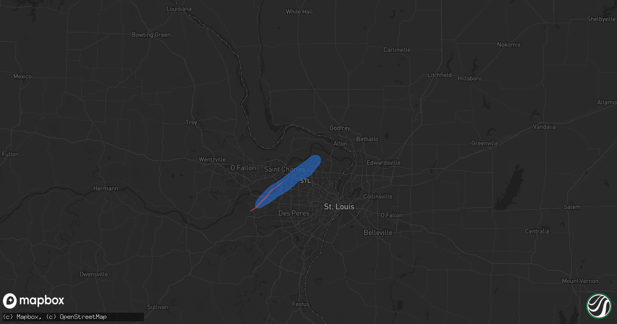 Hail map in Florissant, MO on June 4, 2025