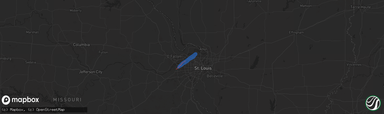 Hail map in Hazelwood, MO on June 4, 2025