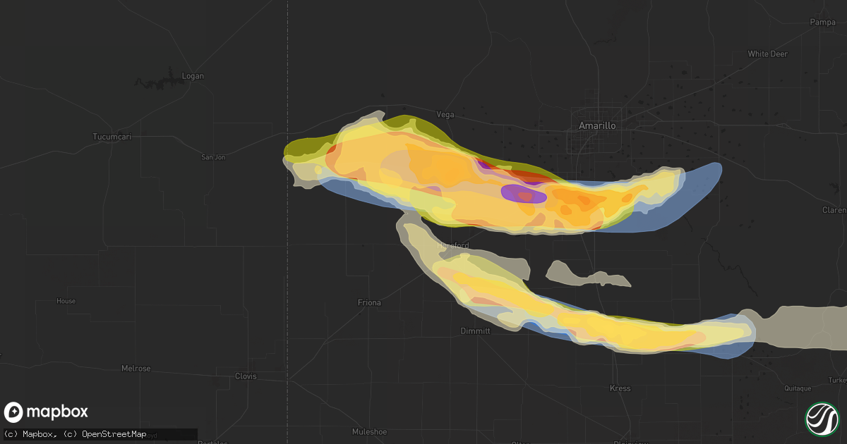 Hail map in Hereford, TX on June 4, 2025