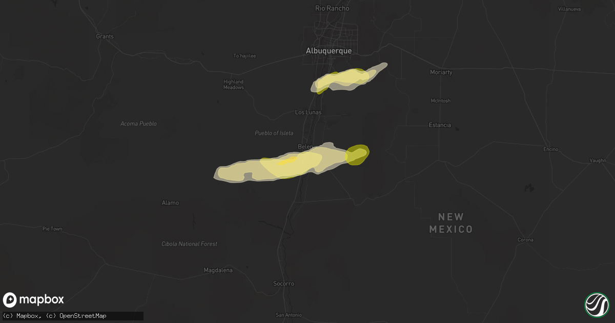 Hail map in Jarales, NM on June 4, 2025