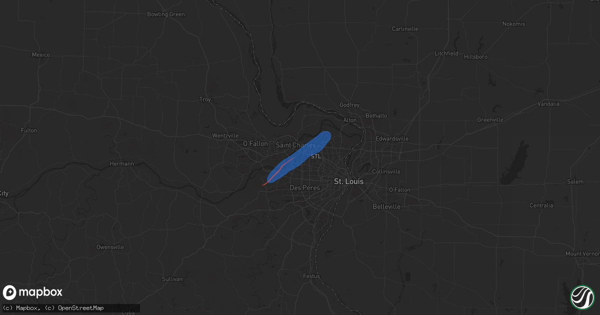 Hail map in Maryland Heights, MO on June 4, 2025