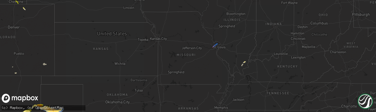 Hail map in Missouri on June 4, 2025