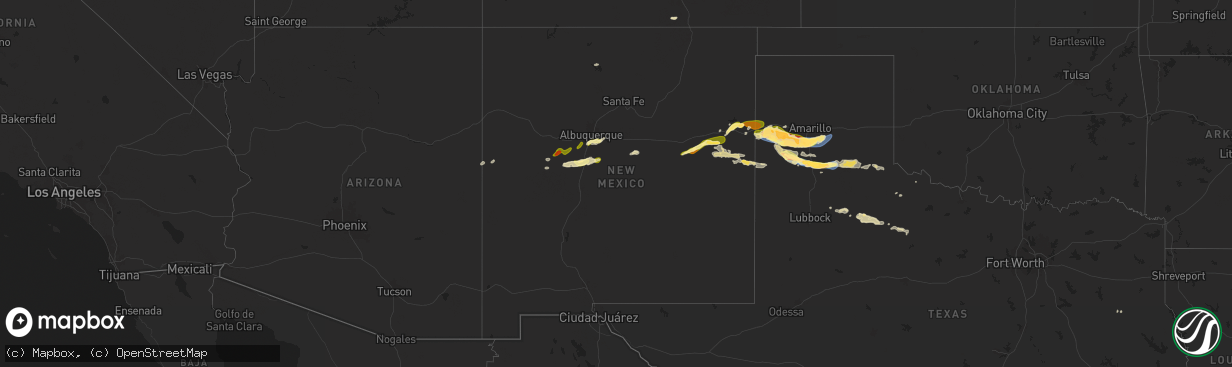 Hail map in New Mexico on June 4, 2025