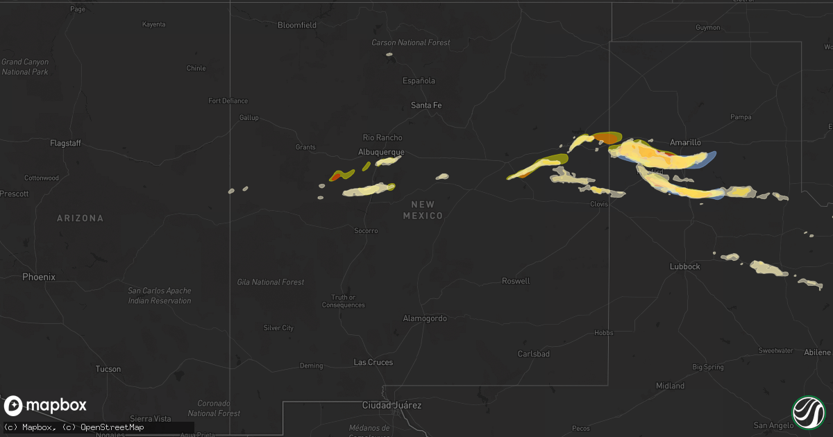 Hail map in New Mexico on June 4, 2025