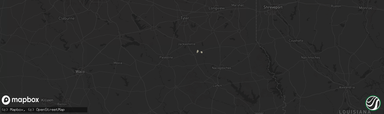Hail map in Rusk, TX on June 4, 2025