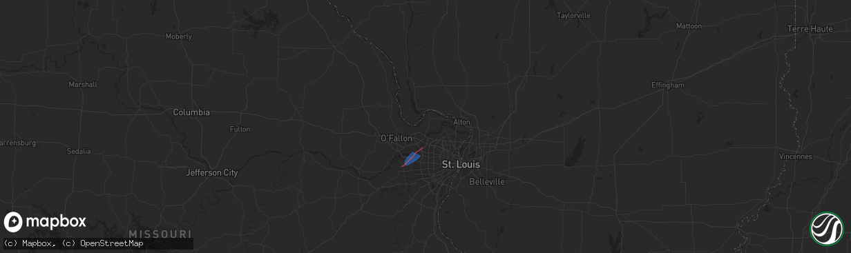 Hail map in Saint Charles, MO on June 4, 2025