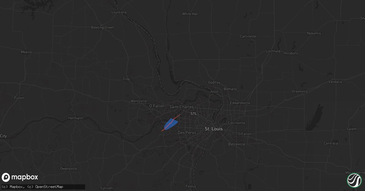 Hail map in Saint Charles, MO on June 4, 2025