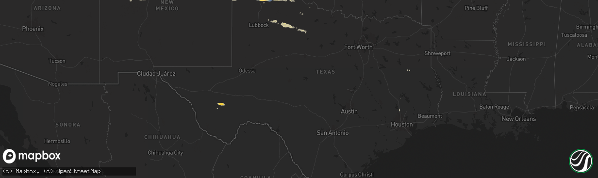 Hail map in Texas on June 4, 2025