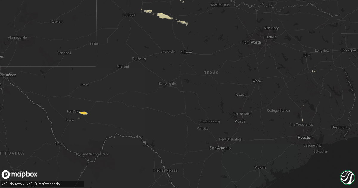 Hail map in Texas on June 4, 2025