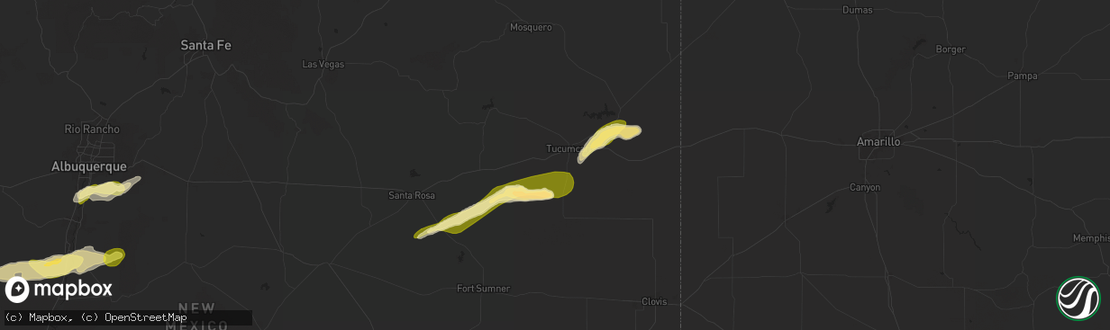 Hail map in Tucumcari, NM on June 4, 2025
