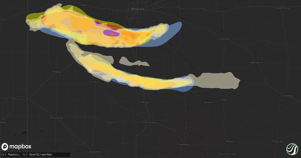 Hail map in Tulia, TX on June 4, 2025