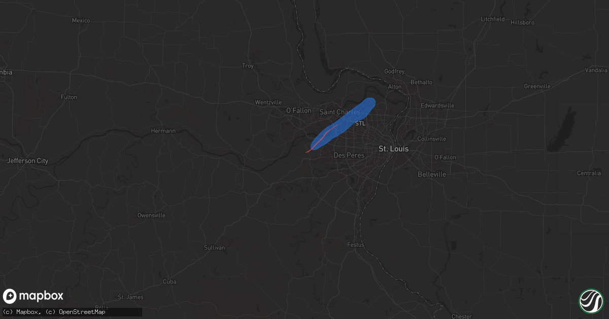 Hail map in Wildwood, MO on June 4, 2025