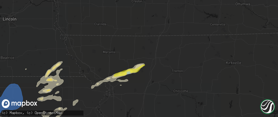 Hail map in Albany, MO on June 4, 2026