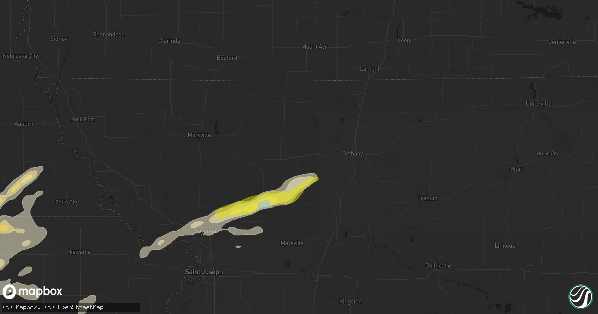 Hail map in Albany, MO on June 4, 2026