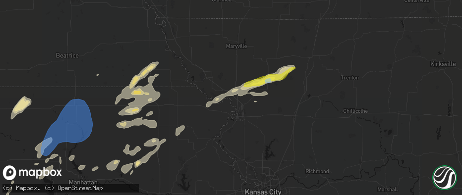 Hail map in Amazonia, MO on June 4, 2026