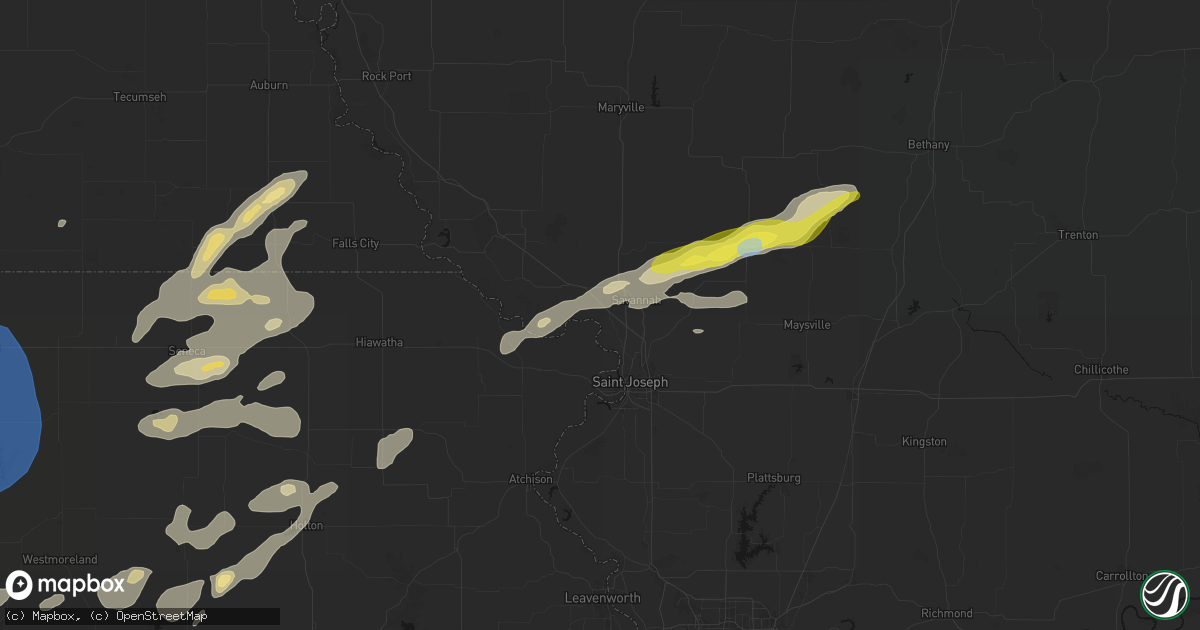Hail map in Amazonia, MO on June 4, 2026