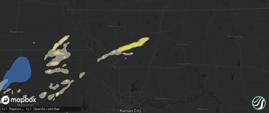 Hail map in Amity, MO on June 4, 2026