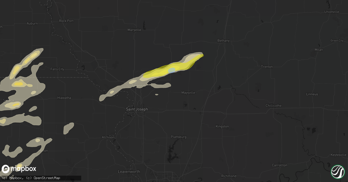Hail map in Amity, MO on June 4, 2026