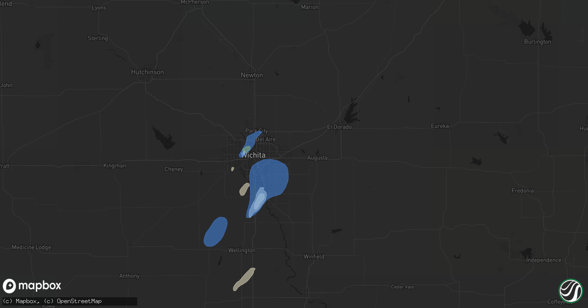Hail map in Andover, KS on June 4, 2026