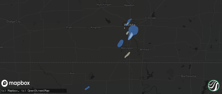 Hail map in Argonia, KS on June 4, 2026