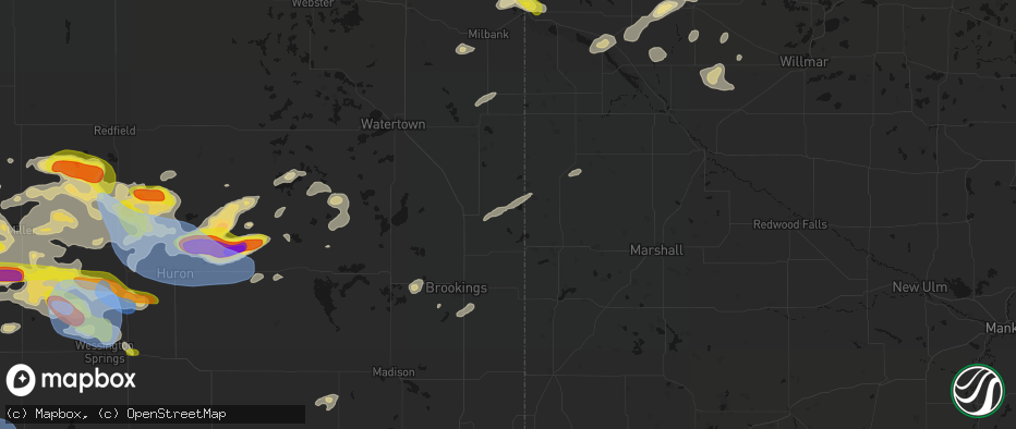 Hail map in Astoria, SD on June 4, 2026