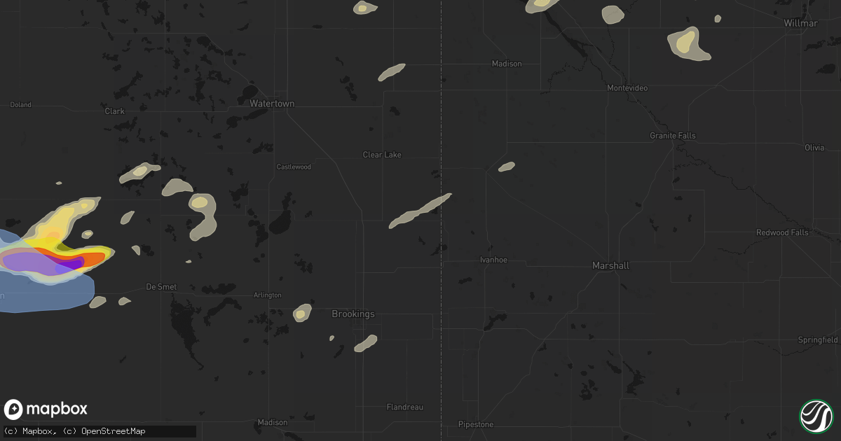 Hail map in Astoria, SD on June 4, 2026
