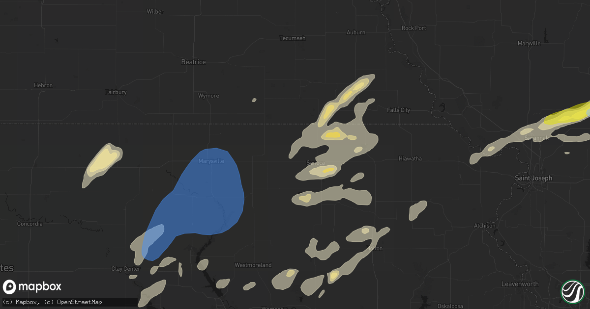 Hail map in Baileyville, KS on June 4, 2026