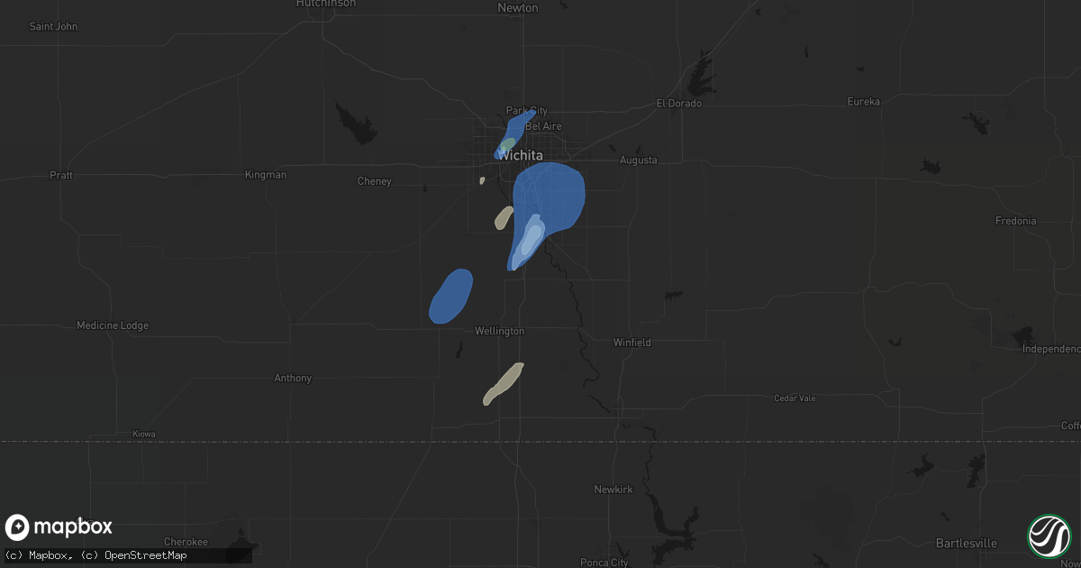 Hail map in Belle Plaine, KS on June 4, 2026
