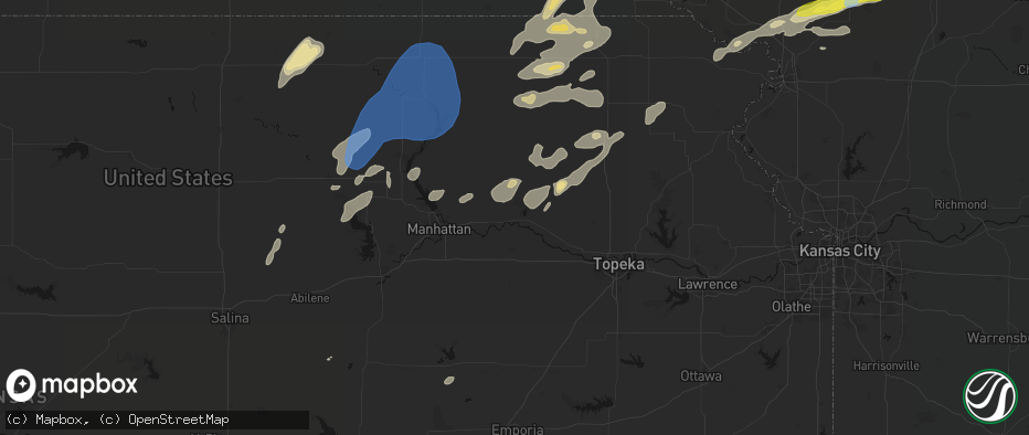 Hail map in Belvue, KS on June 4, 2026