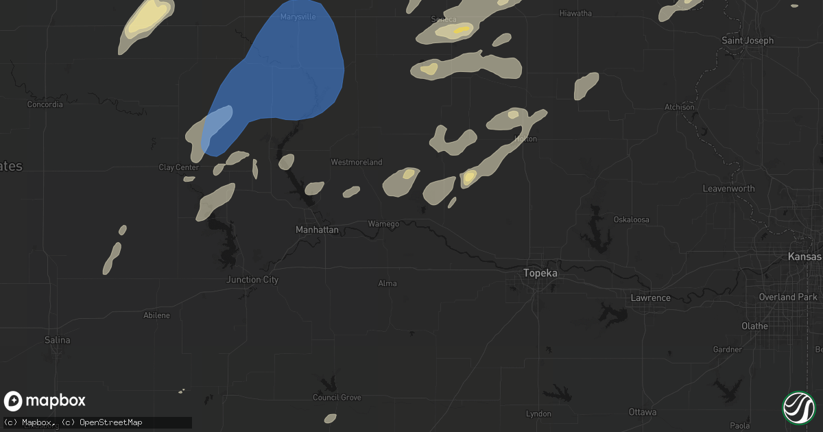 Hail map in Belvue, KS on June 4, 2026