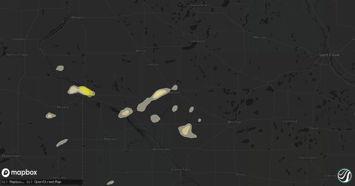Hail map in Benson, MN on June 4, 2026