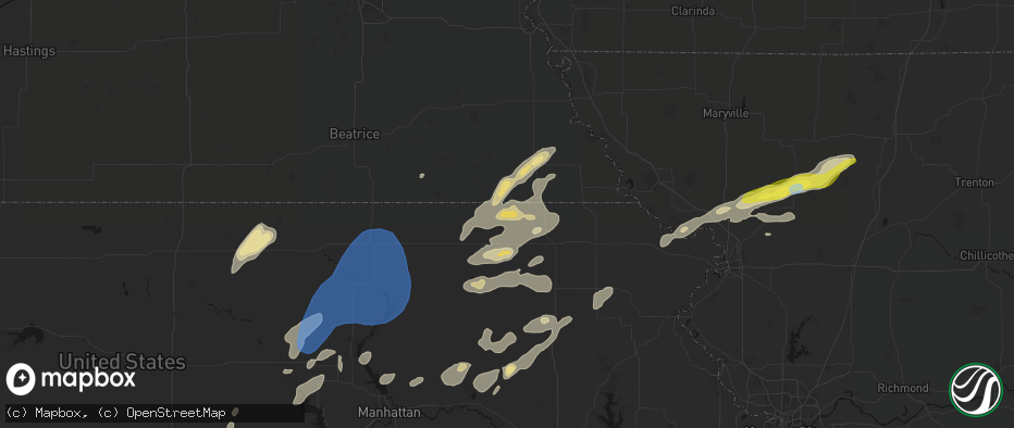 Hail map in Bern, KS on June 4, 2026