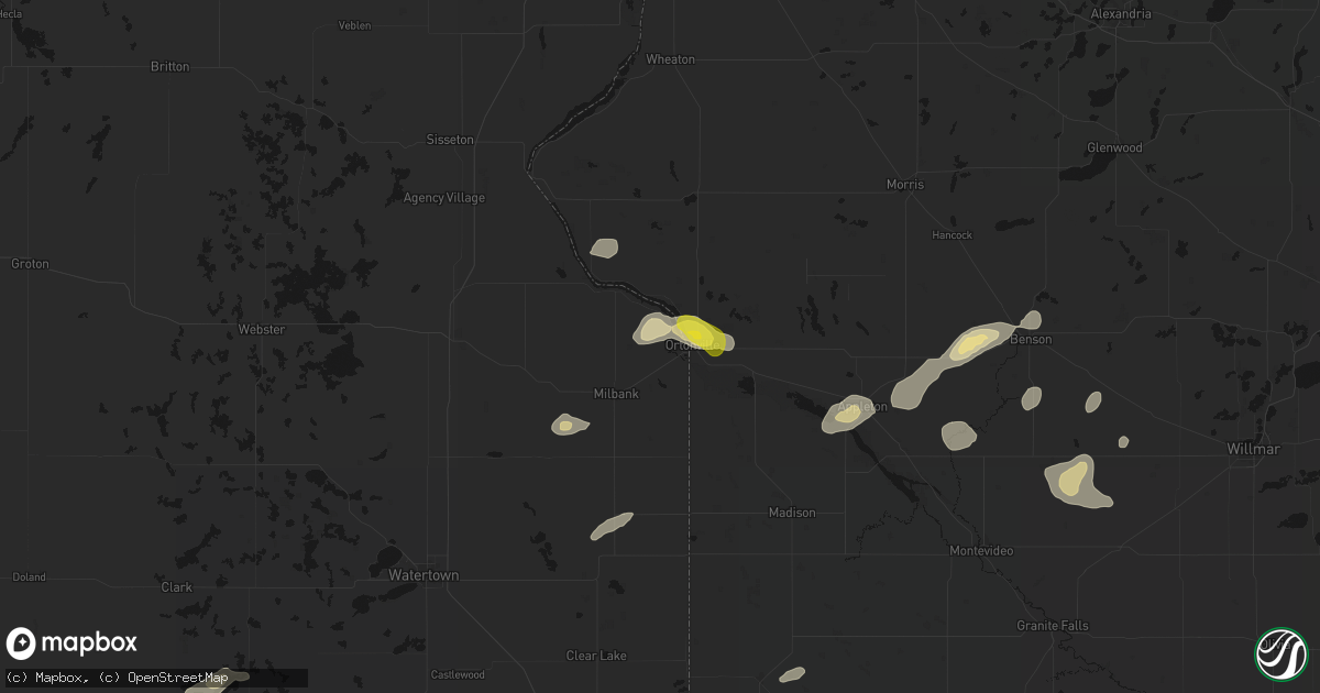 Hail map in Big Stone City, SD on June 4, 2026