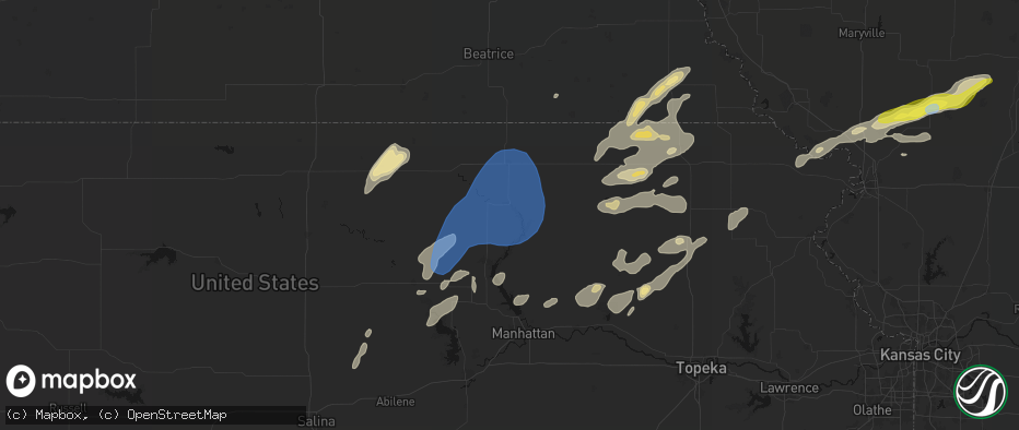 Hail map in Blue Rapids, KS on June 4, 2026