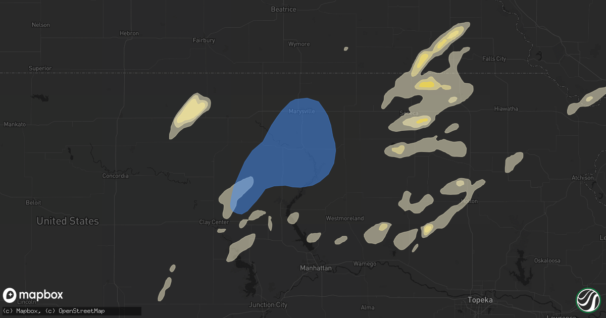 Hail map in Blue Rapids, KS on June 4, 2026