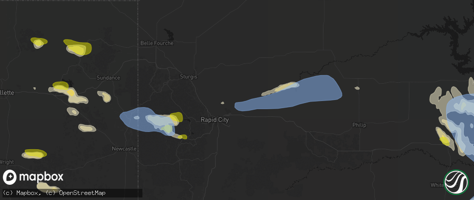 Hail map in Box Elder, SD on June 4, 2026