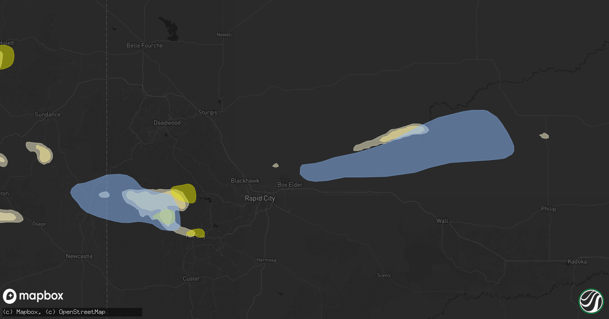 Hail map in Box Elder, SD on June 4, 2026