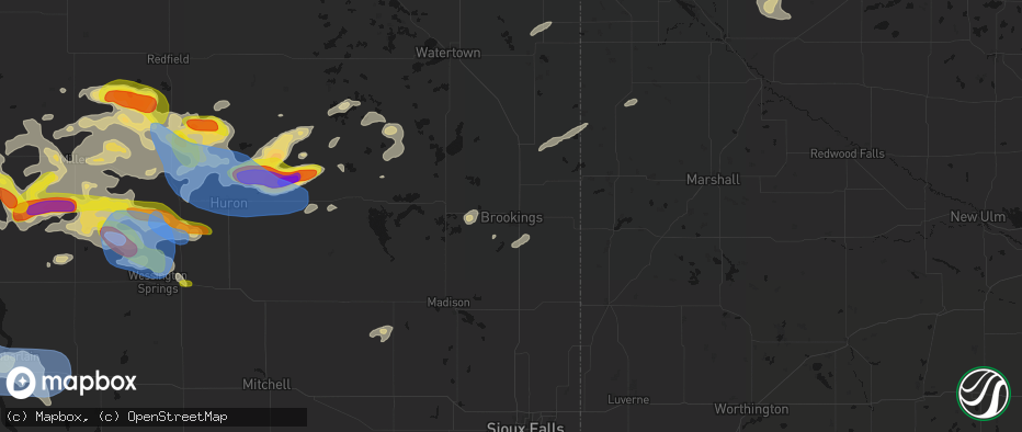Hail map in Brookings, SD on June 4, 2026