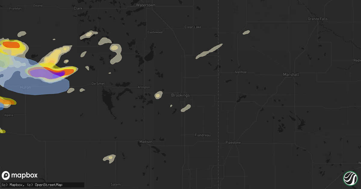 Hail map in Brookings, SD on June 4, 2026