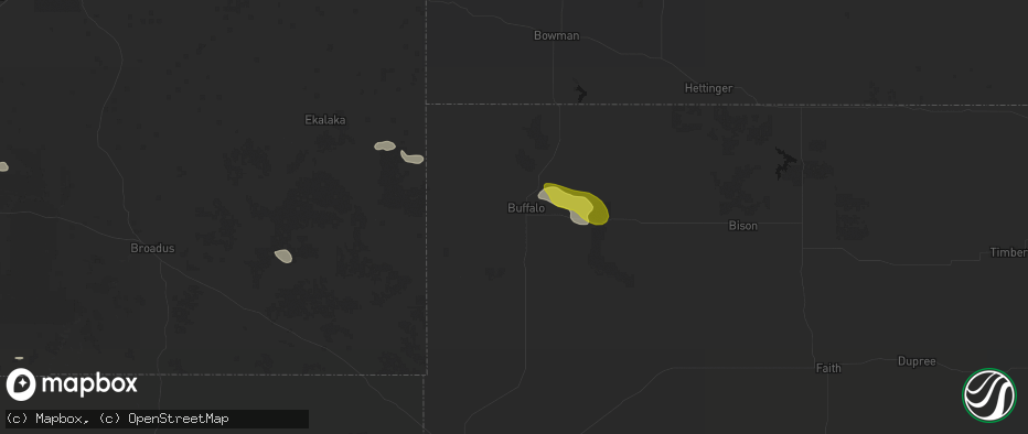 Hail map in Buffalo, SD on June 4, 2026