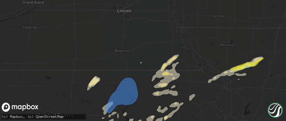 Hail map in Burchard, NE on June 4, 2026