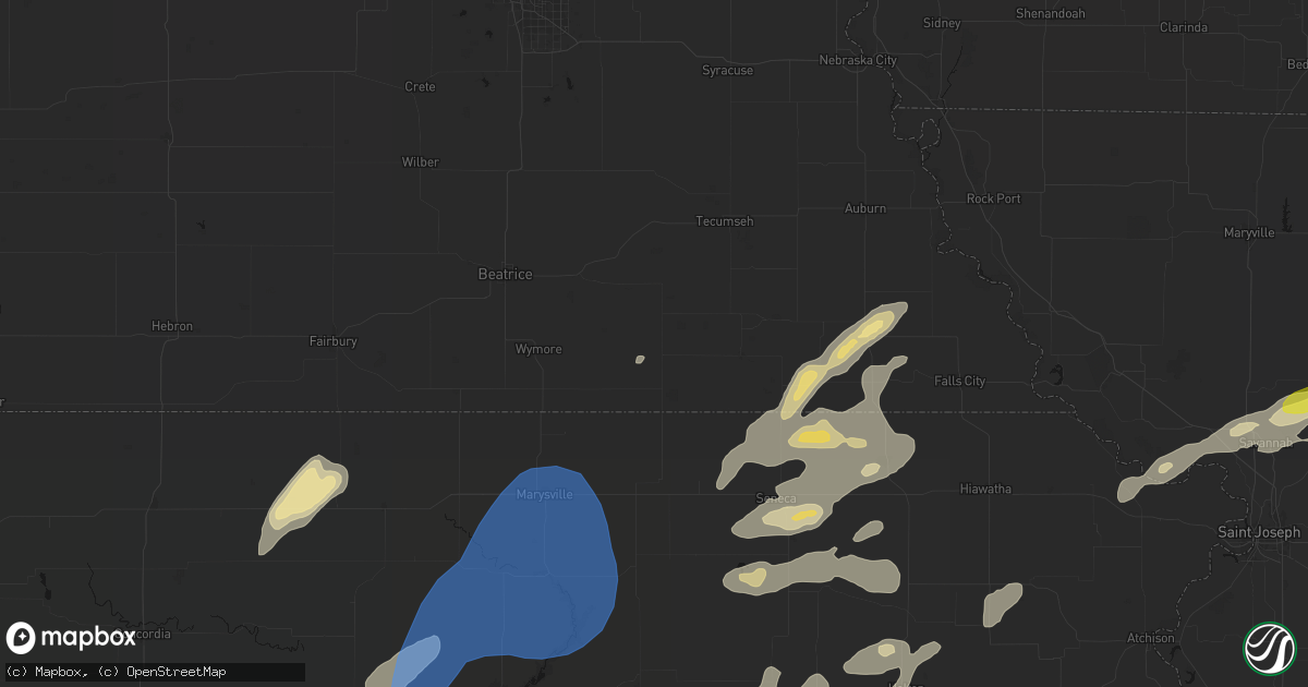 Hail map in Burchard, NE on June 4, 2026