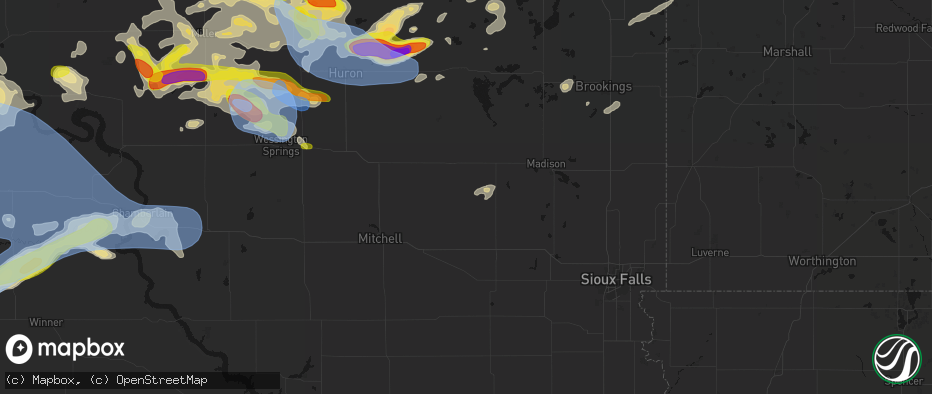 Hail map in Canova, SD on June 4, 2026