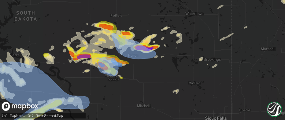 Hail map in Cavour, SD on June 4, 2026